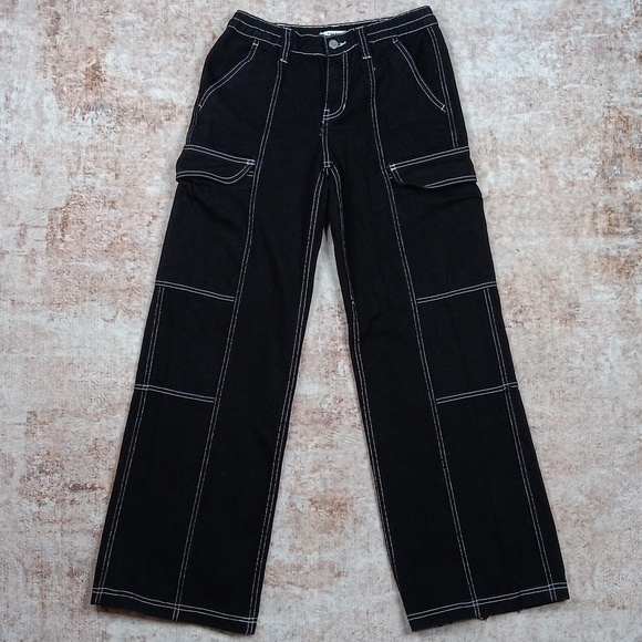 Pacsun Low Rise Puddle Wide Leg Black Cargo Jeans - Picture 1 of 10